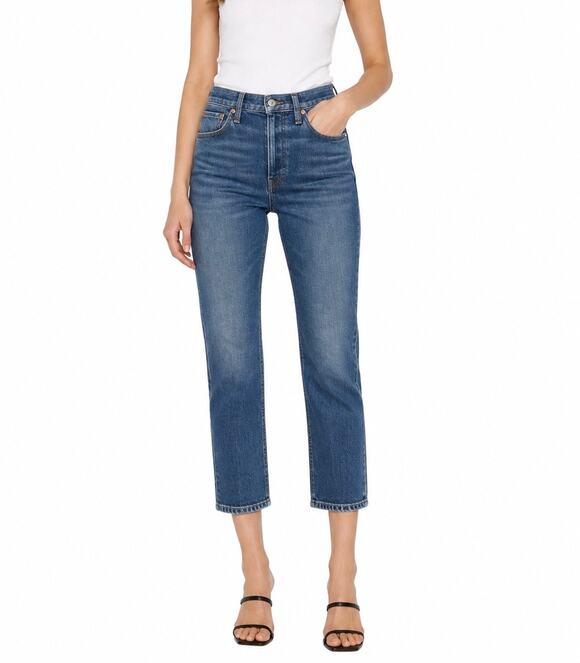 RE/DONE Denim - RE/DONE 90s High Rise Ankle Crop Jeans Medium Wash Interior Pocket Size 25